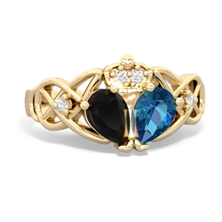 London Topaz 'One Heart' Celtic Knot Claddagh 14K Yellow Gold ring R5322