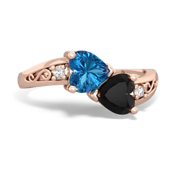 London Topaz Snuggling Hearts 14K Rose Gold ring R2178