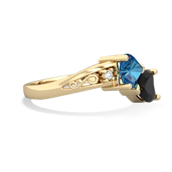 London Topaz Snuggling Hearts 14K Yellow Gold ring R2178