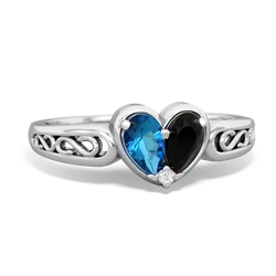 London Topaz Filligree 'One Heart' 14K White Gold ring R5070