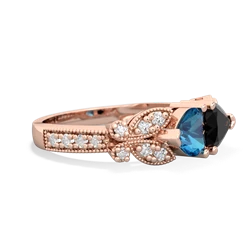 London Topaz Diamond Butterflies 14K Rose Gold ring R5601