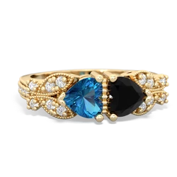 London Topaz Diamond Butterflies 14K Yellow Gold ring R5601