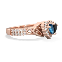 London Topaz Celtic Knot Two Hearts As One 14K Rose Gold ring R2644HRT