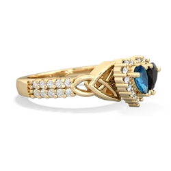 London Topaz Celtic Knot Two Hearts As One 14K Yellow Gold ring R2644HRT