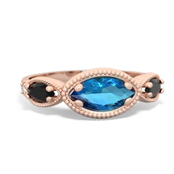 London Topaz Milgrain Marquise 14K Rose Gold ring R5700