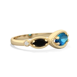 London Topaz Milgrain Marquise 14K Yellow Gold ring R5700