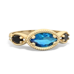 London Topaz Milgrain Marquise 14K Yellow Gold ring R5700