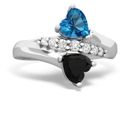 London Topaz Heart To Heart 14K White Gold ring R2064