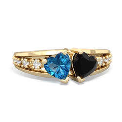 London Topaz Heart To Heart 14K Yellow Gold ring R3342