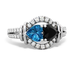 London Topaz Art-Deco Keepsake 14K White Gold ring R5630