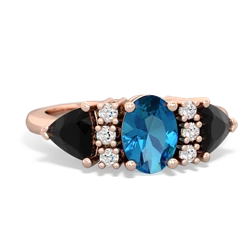 London Topaz Antique Style Three Stone 14K Rose Gold ring R2186