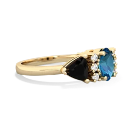 London Topaz Antique Style Three Stone 14K Yellow Gold ring R2186