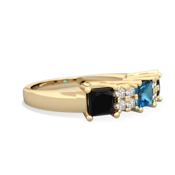 London Topaz Three Stone Diamond Cluster 14K Yellow Gold ring R2592