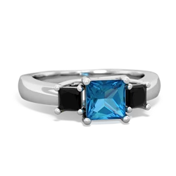 London Topaz Three Stone Trellis 14K White Gold ring R4015