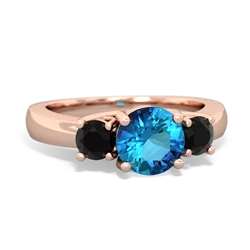 London Topaz Three Stone Round Trellis 14K Rose Gold ring R4018