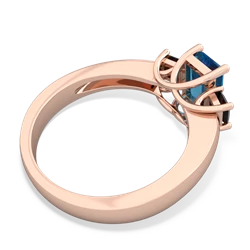 London Topaz Three Stone Emerald-Cut Trellis 14K Rose Gold ring R4021