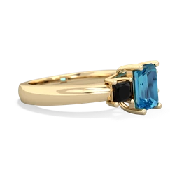 London Topaz Three Stone Emerald-Cut Trellis 14K Yellow Gold ring R4021