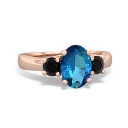 London Topaz Three Stone Oval Trellis 14K Rose Gold ring R4024