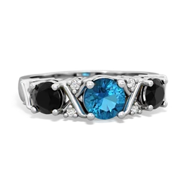 London Topaz Hugs And Kisses 14K White Gold ring R5016