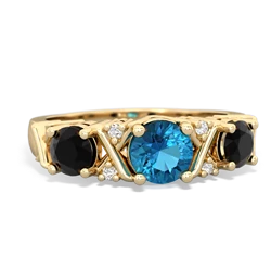 London Topaz Hugs And Kisses 14K Yellow Gold ring R5016