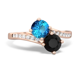 London Topaz Channel Set Two Stone 14K Rose Gold ring R5303