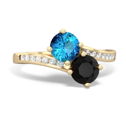 London Topaz Channel Set Two Stone 14K Yellow Gold ring R5303