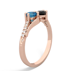 London Topaz Infinity Pave Two Stone 14K Rose Gold ring R5285