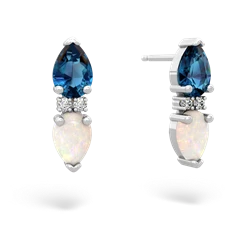 London Topaz Bowtie Drop 14K White Gold earrings E0865