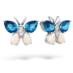 London Topaz Butterfly 14K White Gold earrings E2215