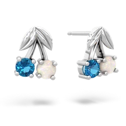 London Topaz Sweet Cherries 14K White Gold earrings E7001