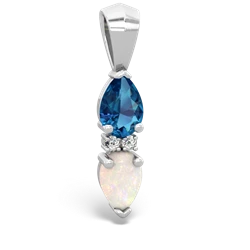London Topaz Bowtie Drop 14K White Gold pendant P0865