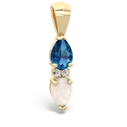 London Topaz Bowtie Drop 14K Yellow Gold pendant P0865