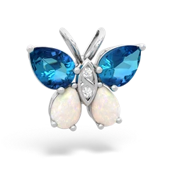 London Topaz Butterfly 14K White Gold pendant P2215