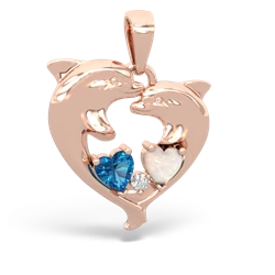 London Topaz Dolphin Heart 14K Rose Gold pendant P5820