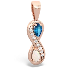 London Topaz Diamond Infinity 14K Rose Gold pendant P5390