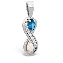 London Topaz Diamond Infinity 14K White Gold pendant P5390