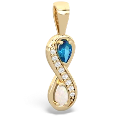 London Topaz Diamond Infinity 14K Yellow Gold pendant P5390