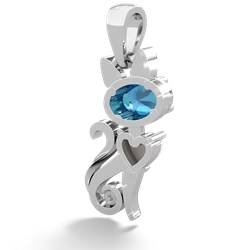 London Topaz Kitten 14K White Gold pendant P5780