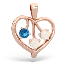 London Topaz Glowing Heart 14K Rose Gold pendant P2233