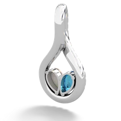 London Topaz Pave Twist 'One Heart' 14K White Gold pendant P5360