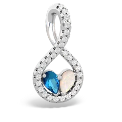 London Topaz Pave Twist 'One Heart' 14K White Gold pendant P5360