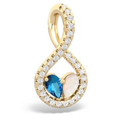 London Topaz Pave Twist 'One Heart' 14K Yellow Gold pendant P5360