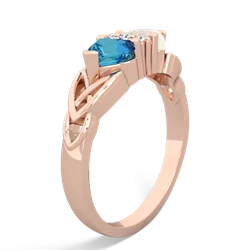 London Topaz Celtic Knot Double Heart 14K Rose Gold ring R5040