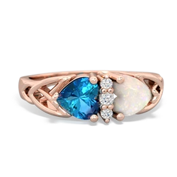 London Topaz Celtic Knot Double Heart 14K Rose Gold ring R5040