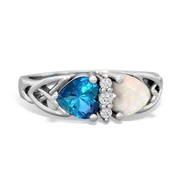 London Topaz Celtic Knot Double Heart 14K White Gold ring R5040