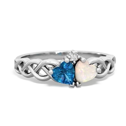 London Topaz Heart To Heart Braid 14K White Gold ring R5870