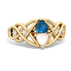 London Topaz Keepsake Celtic Knot 14K Yellow Gold ring R5300