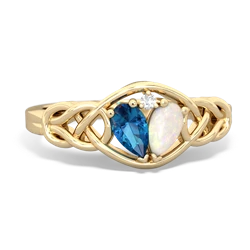 London Topaz Celtic Love Knot 14K Yellow Gold ring R5420