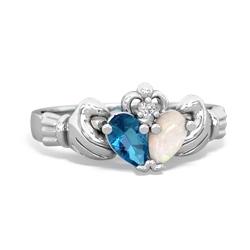 London Topaz 'Our Heart' Claddagh 14K White Gold ring R2388