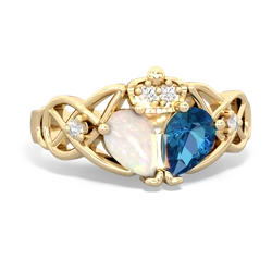 London Topaz 'One Heart' Celtic Knot Claddagh 14K Yellow Gold ring R5322